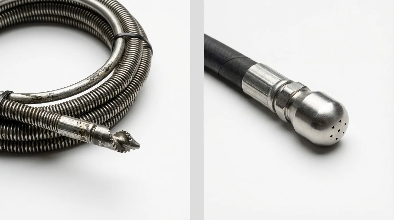 Drain snake cable and hydro jetting nozzle used for drain cleaning in Minneota, MN
