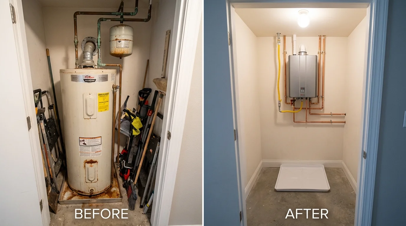 Tank water heater versus wall-mounted tankless unit comparison for Minneota, MN homeowners